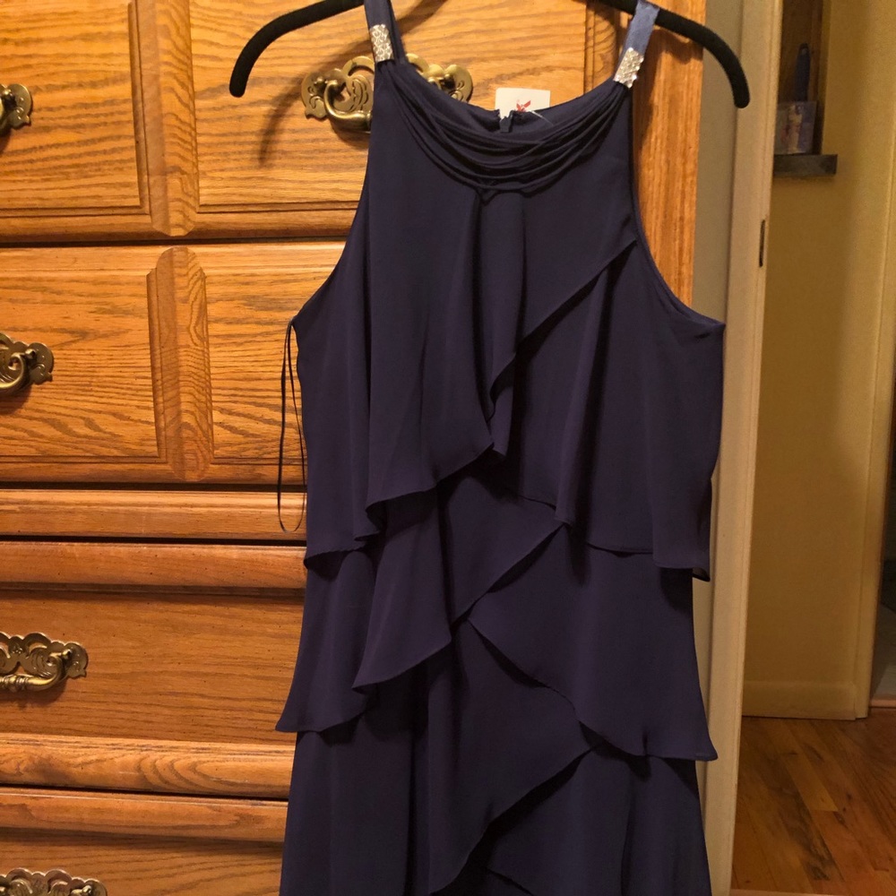 Navy Layered Dress w/ rhinestones